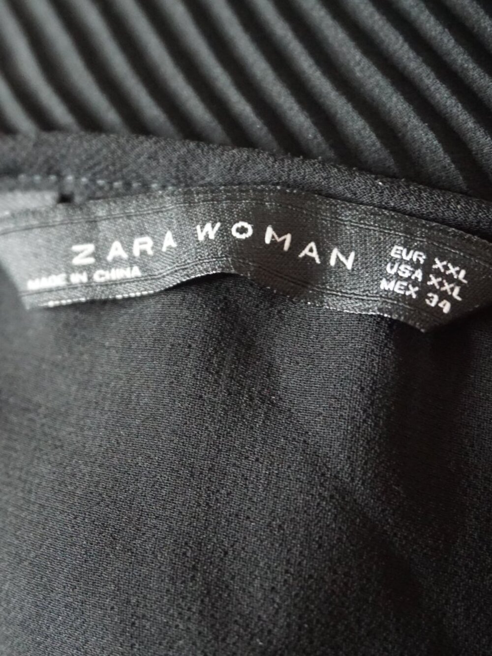 Zara Woman Black Pleated Lace Trim Top/Dress – Size XXL - Picture 2 of 4